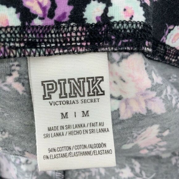 PINK Victorias Secret Leggings Black Pink Floral M - Picture 5 of 5